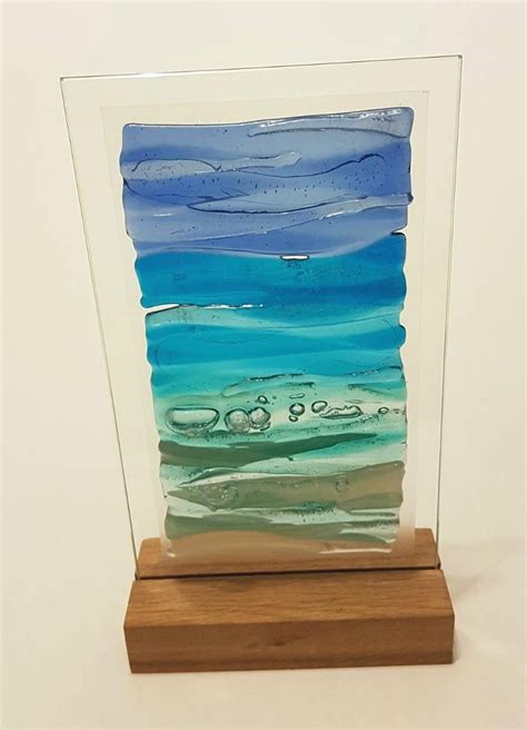 Fused Art Wooden Stand Display Stand Glass Art Stand Fused Etsy Fused Glass Art Glass Wall