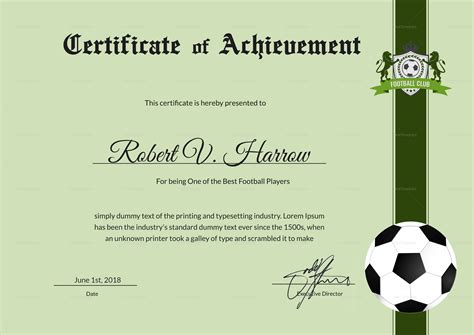 Football Certificate Template The Best Professional Template