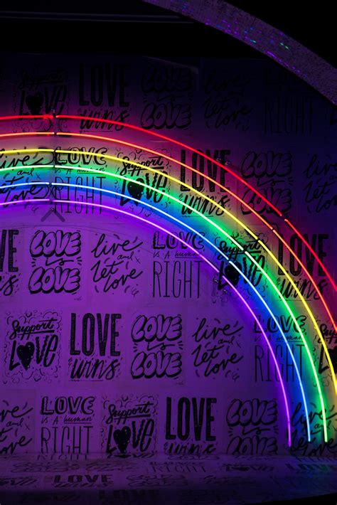 Wallpaper Neon Lights Rainbow Typography Love 4k Love