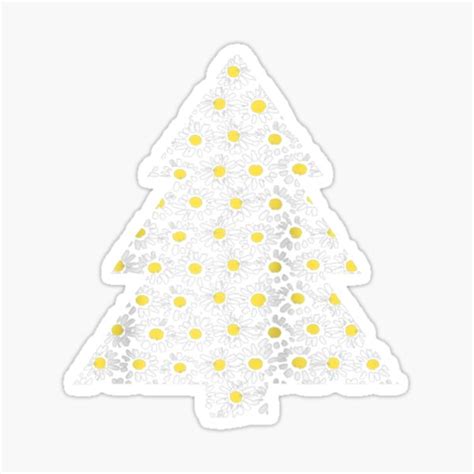 Daisy Flower Christmas Tree White And Yellow Daisy Sticker For Sale By