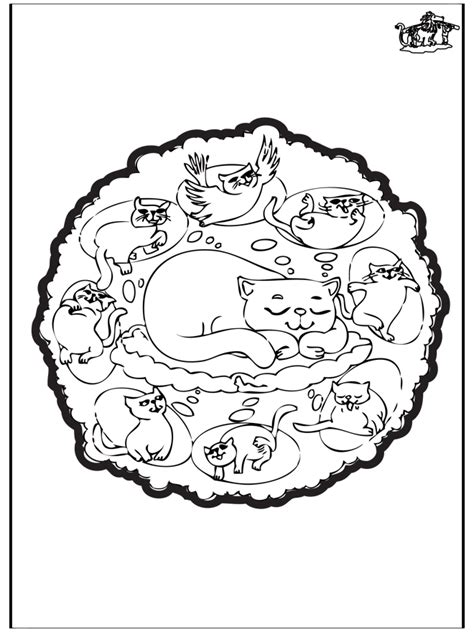 De beschrijving van kleurboek dieren mandala. Katten mandala - Dierenmandala's
