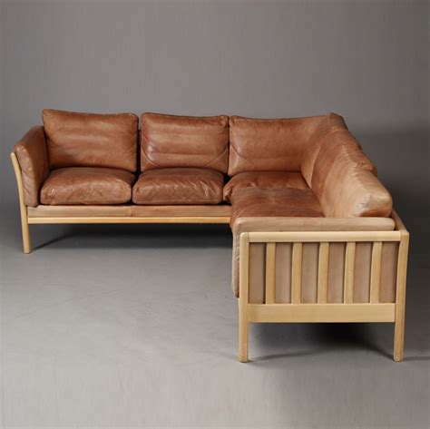 Danish Leather Corner Sofa Vampt Vintage Design