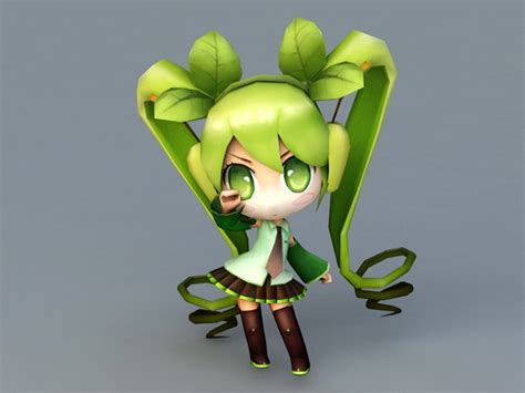 Chibi Miku Rigged 3d Model 3ds Max Files Free Download Modeling 39046