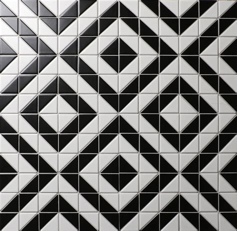 2 Matte Black White Porcelain Triangle Tile Flooring For Sale Usa