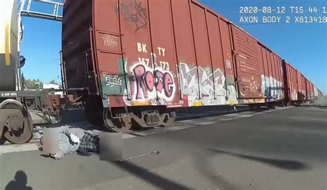 Erika Urrea Hero Cop Pulls Man From Railroad Tracks Seconds Before Train Roars Through