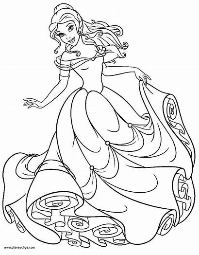 Belle Coloring Princess Pages Disney Beast Beauty