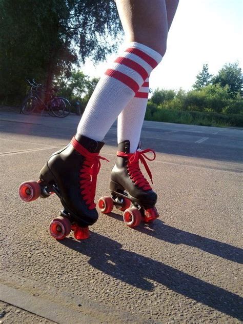 Rollerskates With Red Wheels Red Laces And White N Red Stockings
