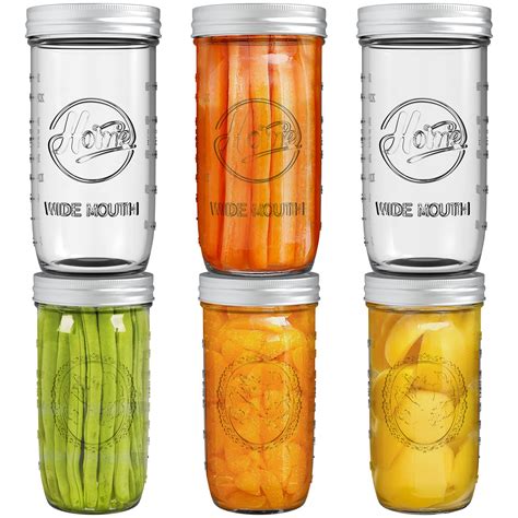 Buy Tebery 6 Pack Wide Mouth Home Glass Mason Jars With Airtight Lids And Bands 24 Ounce