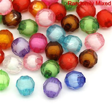 Doreenbeads Acrylic Spacers Beads Round Mixed Color Faceted 8mm Dia