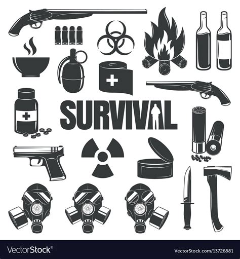 Set Icons On Theme Survival Royalty Free Vector Image