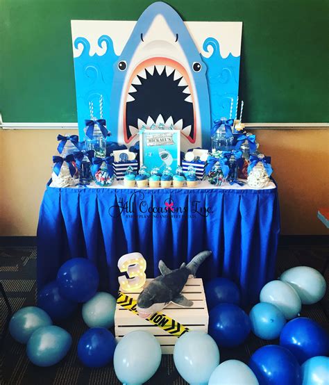 Baby Shark Dessert Table Video Shark Themed Birthday Party Shark My