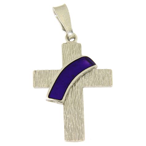 Deacon Cross Pendant In 925 Silver And Purple Enamel Online Sales On