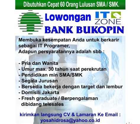 Cari lowongan kerja driver untuk karir dan pekerjaan anda. Lowongan Kerja Bank Untuk Sma Di Surabaya - Lowongan Kerja Baru