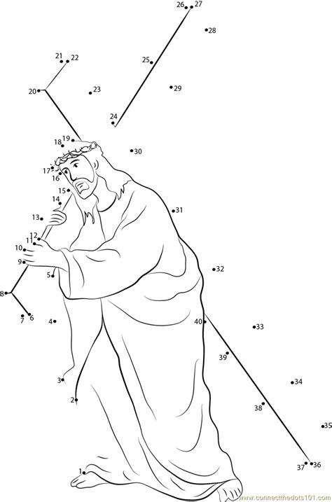 Jesus Carrying Cross Dot To Dot Printable Worksheet