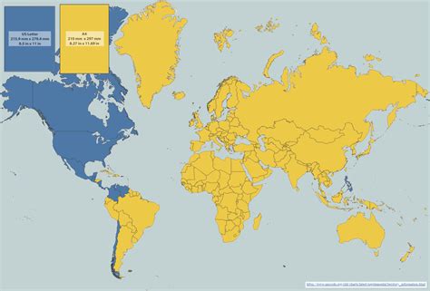 Paper Sizes World Map Vivid Maps