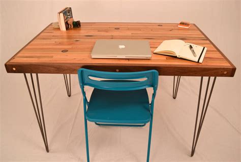 Desk Reclaimed Oak Boxcar Walnut Wrap By Wicked Hairpins