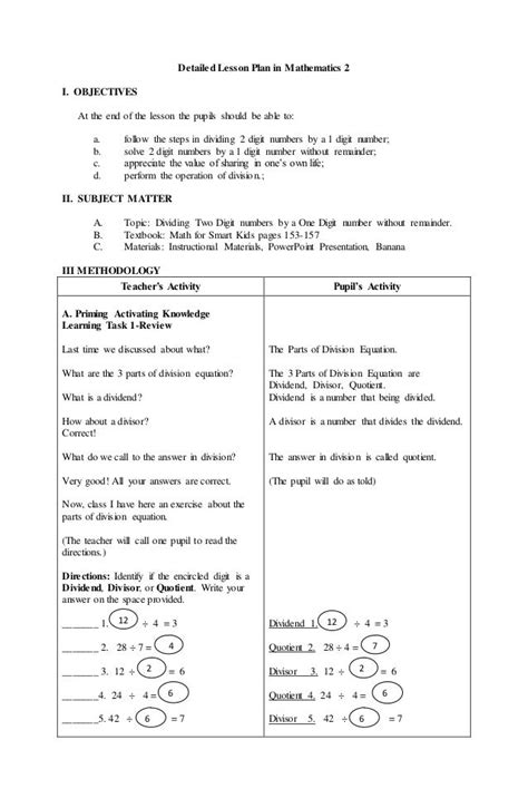 Detailed Lesson Plan In Mathematics Kulturaupice