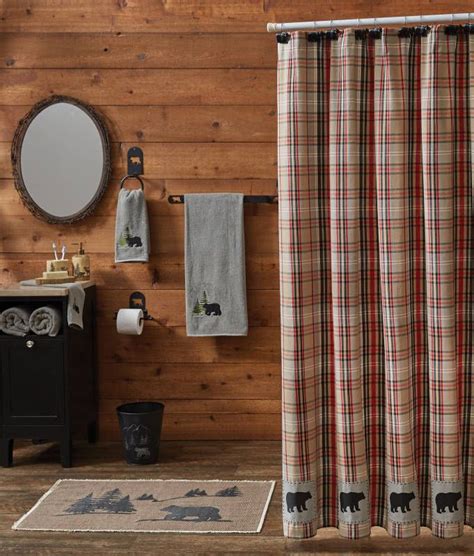 Bear Country Plaid Shower Curtain With Bears 72 X 72 Country Shower