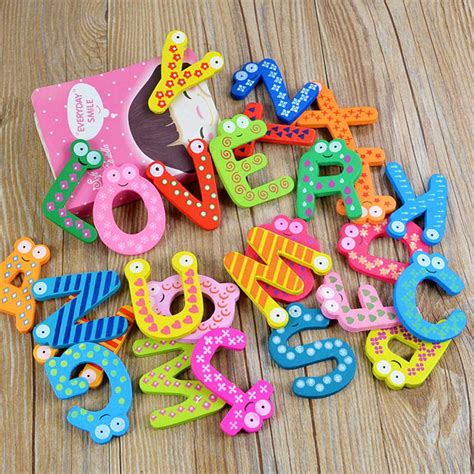 Baby Toys 26pcs Letters Kids Wooden Alphabet Fridge Magnet Child