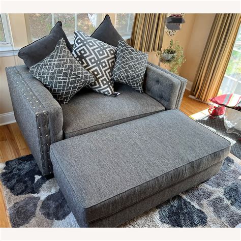 Raymour & Flanigan Carrington Chair and a Half + Ottoman - AptDeco