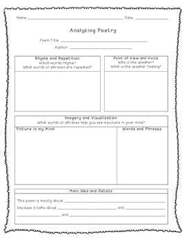 This is a great worksheet for analyzing quotes in a story. Poem Analysis Worksheet - worksheet