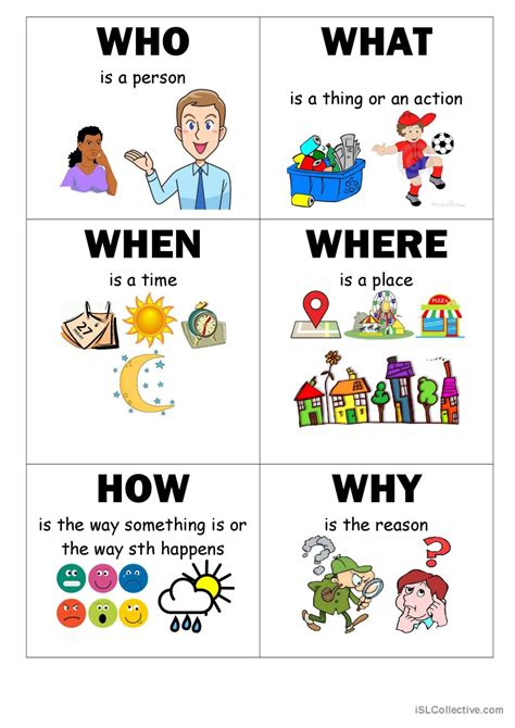 Wh Questions Vocabulary Flashcards A English Esl Worksheets Pdf And Doc