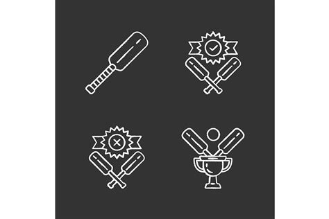 Cricket Championship Chalk Icons Set Icon Set Sports Tournaments