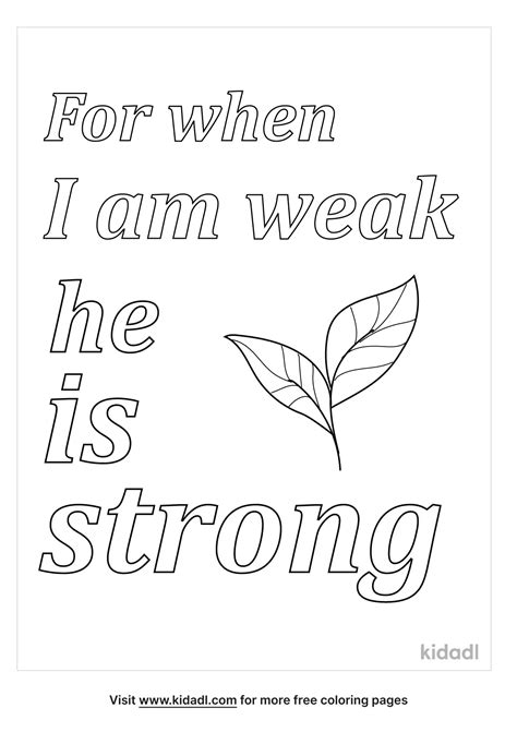 Free I Am Weak He Is Strong Coloring Page Coloring Page Printables
