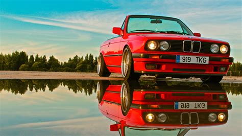 1366x768 Resolution Red Bmw Convertible Coupe Car Bmw Reflection