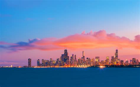 Chicago Skyline Evening Sunset Wallpaper 1920x1200 21227