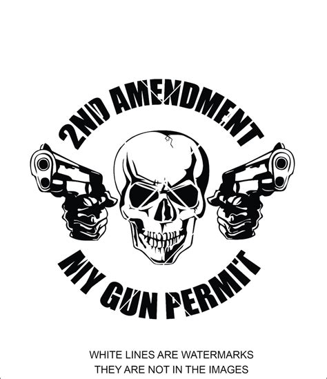 Skull My Gun Permit 2nd Amendment Saying Duel Guns Firearm Etsy