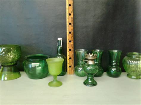 lot detail assortment of green glass