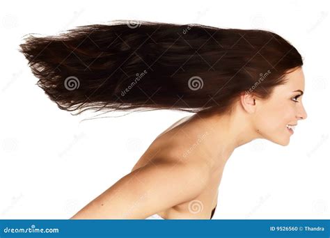Brunette With Flying Hair Stock Photo Image Of Health 9526560