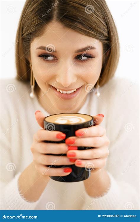 Coffee Beautiful Girl Drinking Coffee Stock Image Image Of Coffee