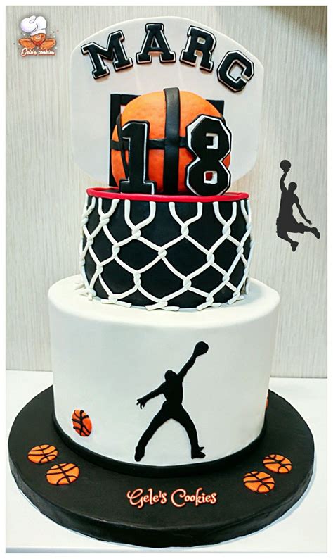 Basketball Cake Tarta Baloncesto Fondant Geles Cookies Tartas Cumpleaños De Baloncesto