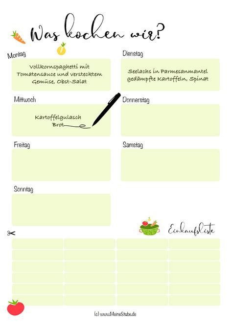 Gerichte auswählen für den gesunden wochenplan 1. Wochenplan Vorlage Kochen - Gratis Wochenplan Vorlage Zum ...