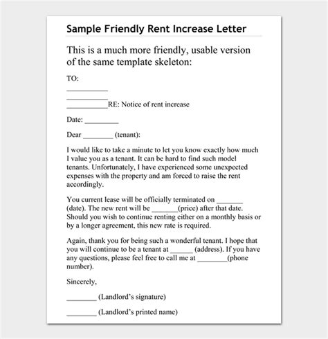 Rent Increase Template Letter