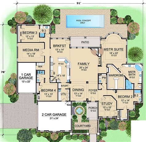 House Plan 5445 00323 European Plan 4045 Square Feet 4 Bedrooms 4