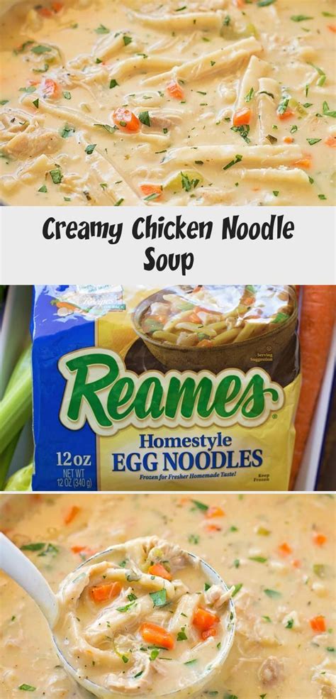 This is an amazing homemade chicken noodle soup full of flavor, tender chicken, veggies, and delicious thick egg noodles (those amazing frozen reames noodles). Reames Creamychicken Noodle Soup Recipes : reames egg ...