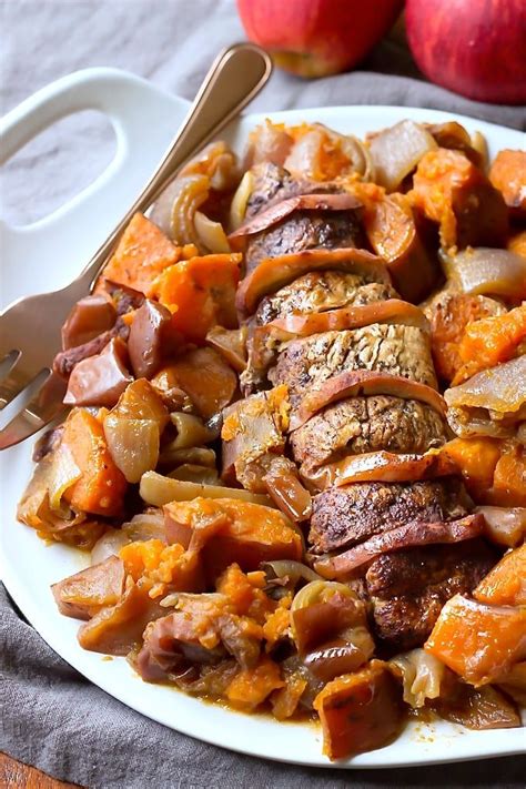 Transfer the loin to the slow cooker. Crock Pot Pork Tenderloin With Apples Recipe - This juicy ...