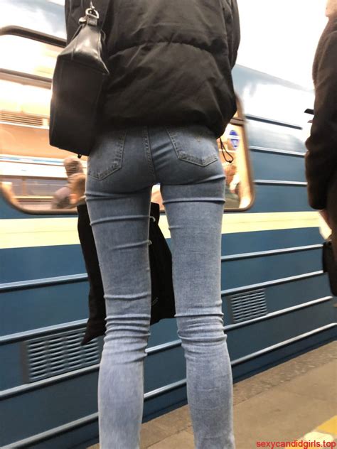 Skinny Booty In Tight Jeans Subway Closeup Sexy Candid Girls