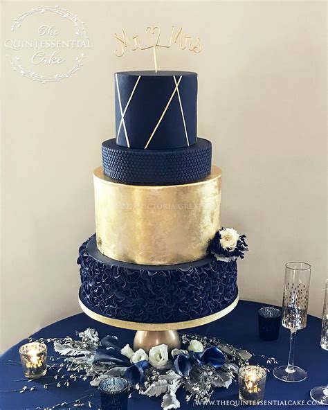 The Top 20 Ideas About Navy Blue And Gold Wedding Cakes The Best