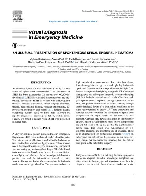 Pdf An Unusual Presentation Of Spontaneous Spinal Epidural Hematoma