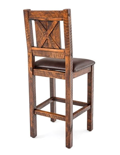 Contemporary high back rustic bar stool. Rustic Bar Stools, Barn Wood Bar Stool, Solid Wood Stool ...