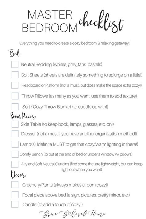 Master Bedroom Free Printable Checklist Your Guide To Creating A Cozy