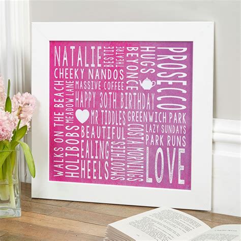 Send a lovely, unique birthday gift just for her! 30th Birthday Gift For Her Personalised Square Word Art ...