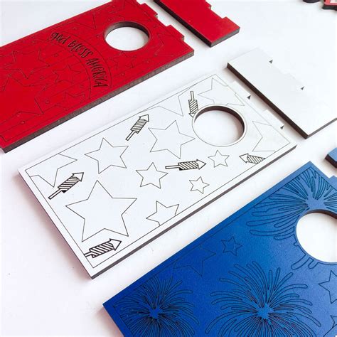 Quarter Coin Hole Game With Patriotic Patterns Set Of 3 Glowforge Shop