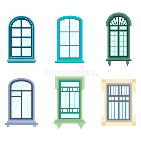 Set Of Plastic And Wooden Window Frames Stock Vector