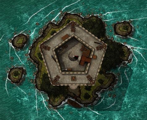 Art 28x30 Island Fortress Battle Map Battlemaps Dungeons And