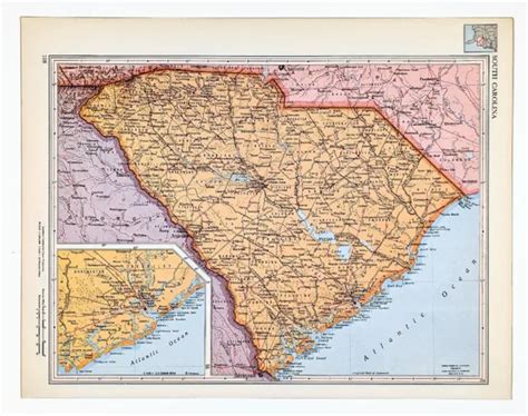 1956 South Carolina Atlas Map Charleston Columbia Hartsville Greenville Sumter 40 80 Picclick